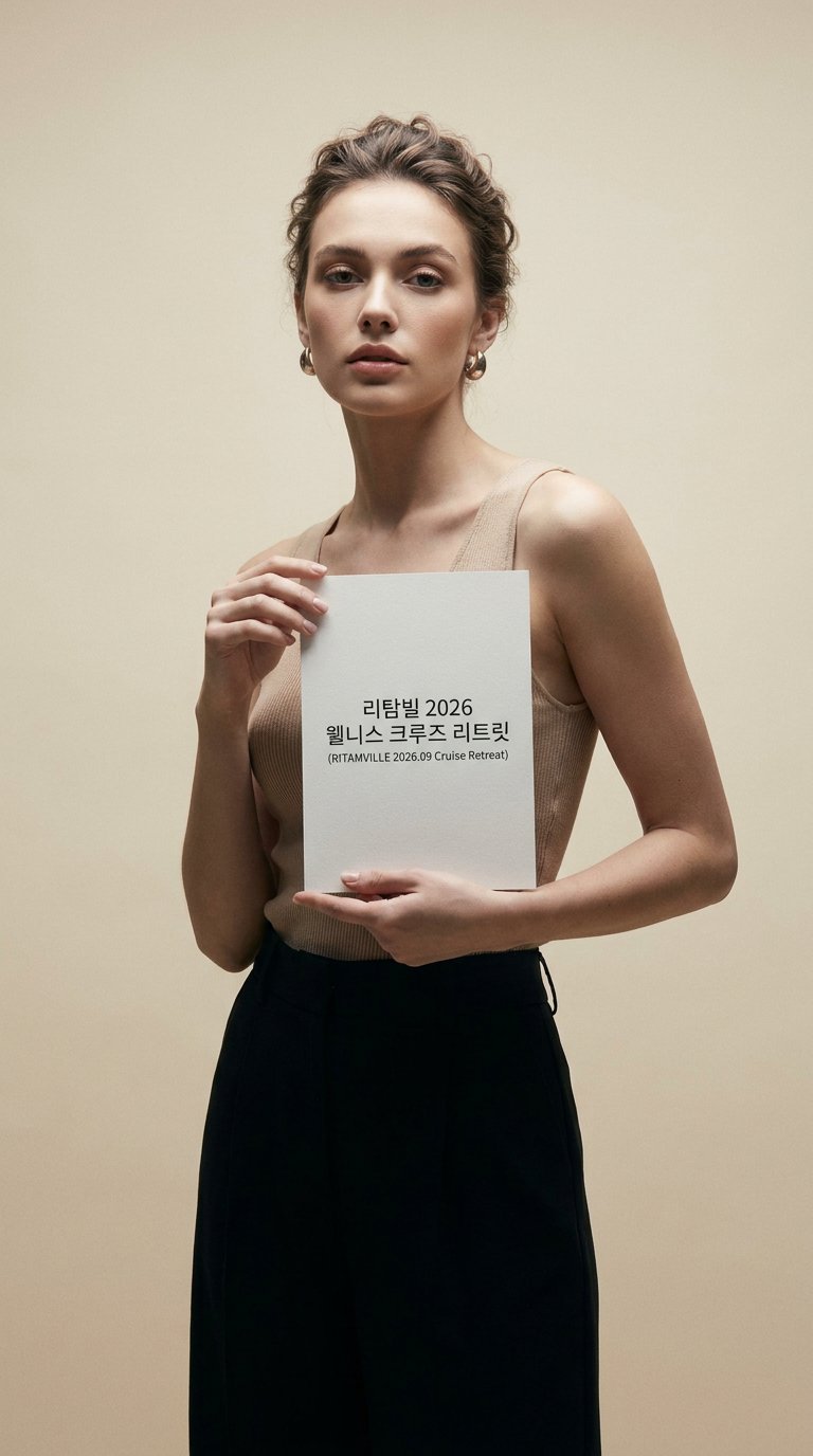 AI product shot of 리탐빌 2026 웰니스 크루즈 리트릿 (RITAMVILLE 2026.09 Cruise Retreat)