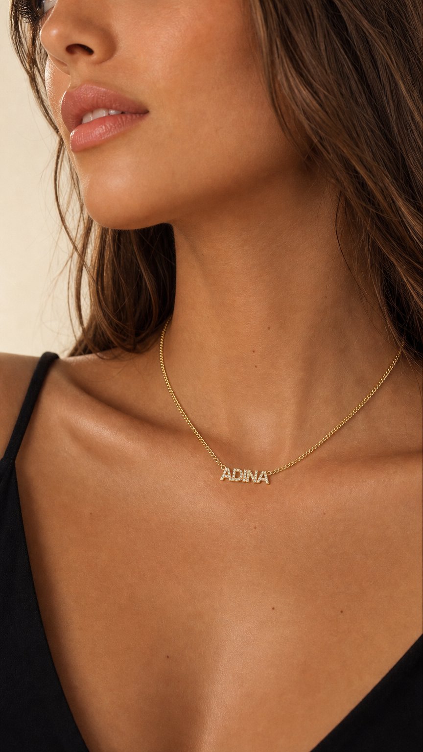 AI product shot of Pavé Nameplate Choker
