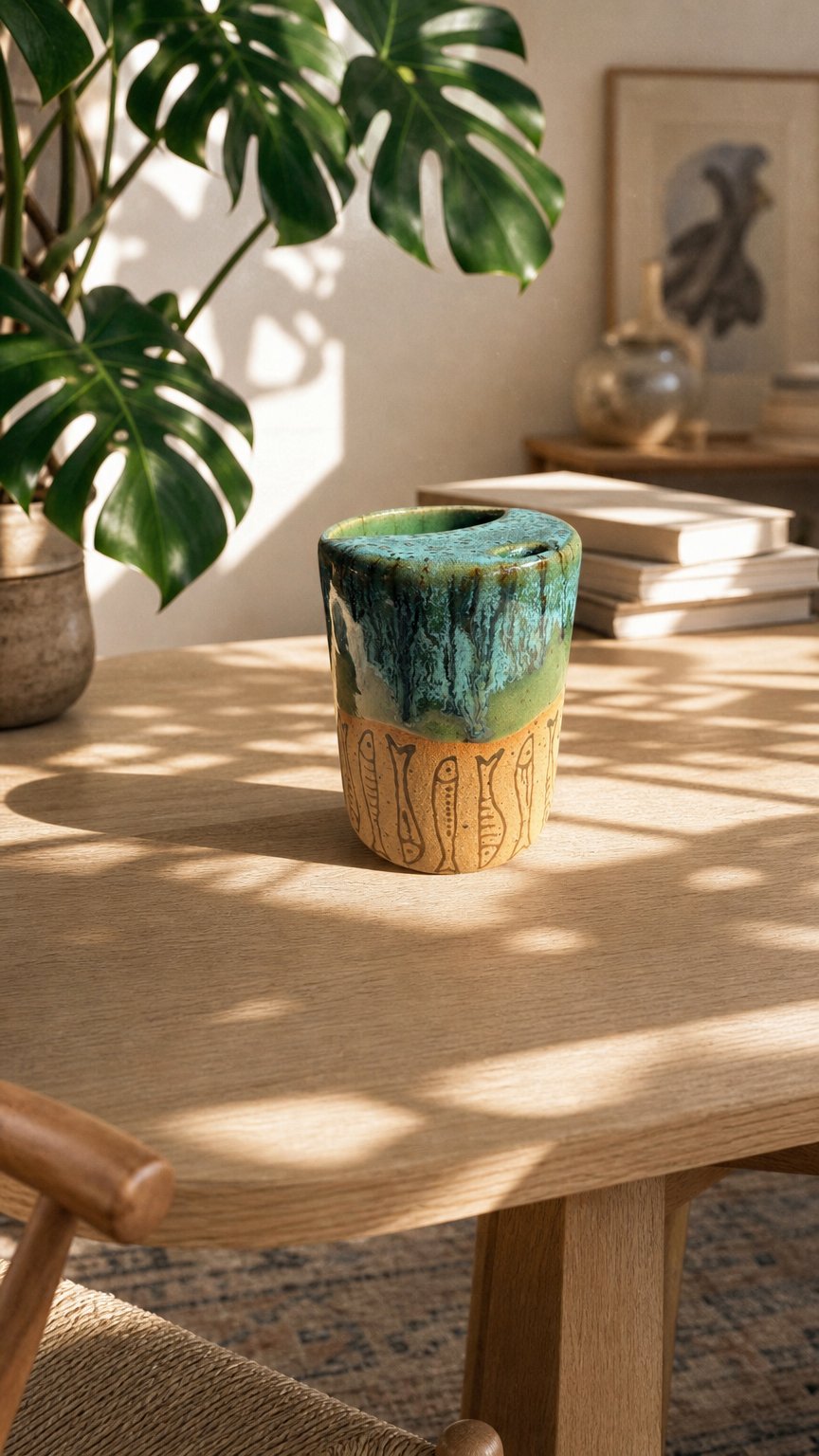 AI product shot of Custom Ceramic Travel Mug 12oz, Choose or Create Your Design, Personalised Coffee Sippy Cup