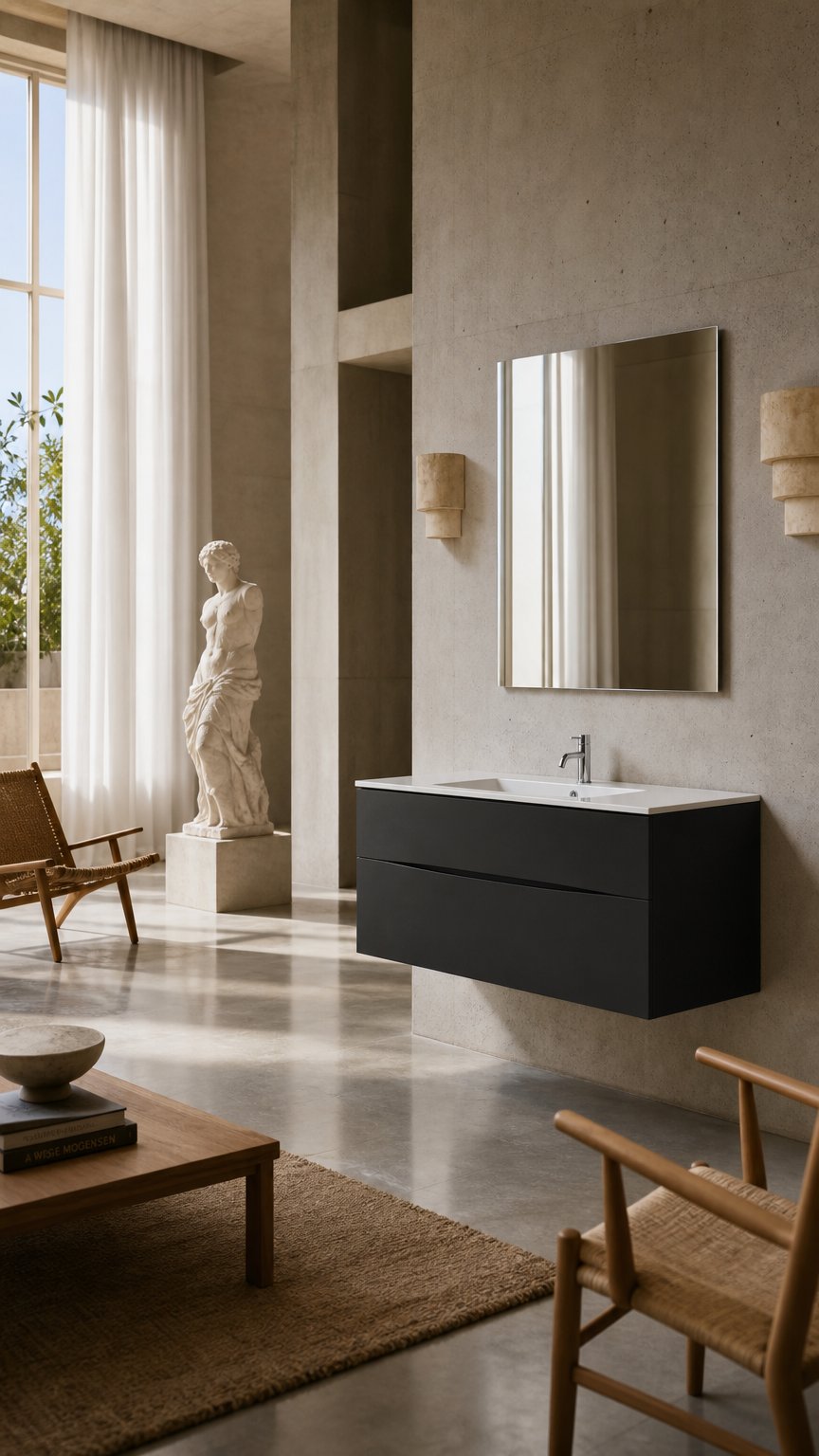 AI product shot of Crosswater Glide II 1000mm Wall Mounted 2 Drawer Vanity Unit with Ceramic Basin Matt Black