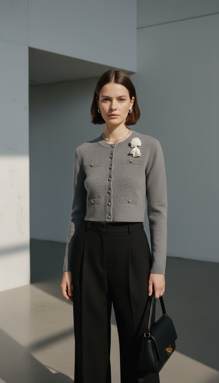 AI product shot of Crocheted flower Cardigan