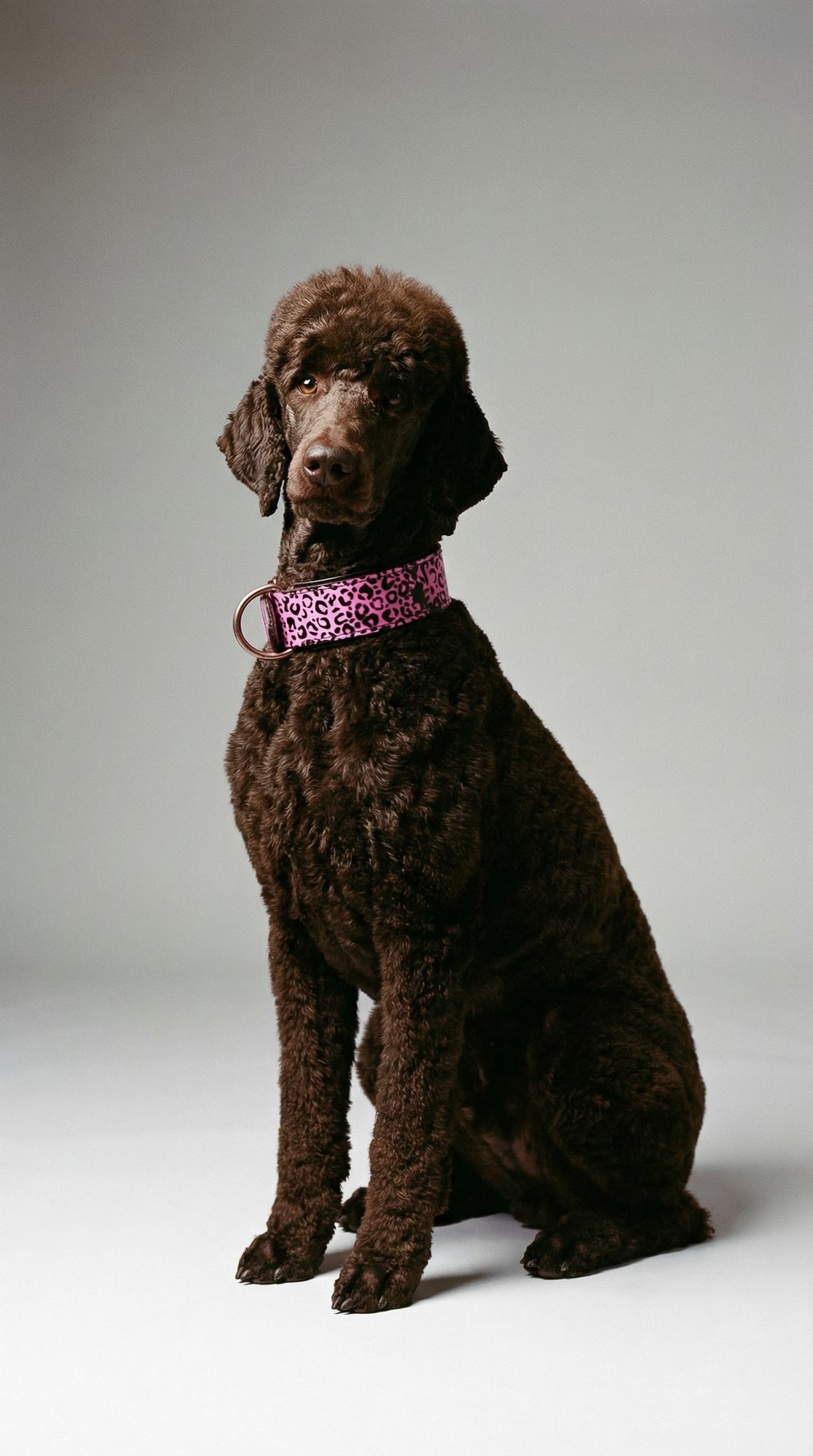 AI product shot of Leopard Pattern Leather Dog Collar Pink and Black