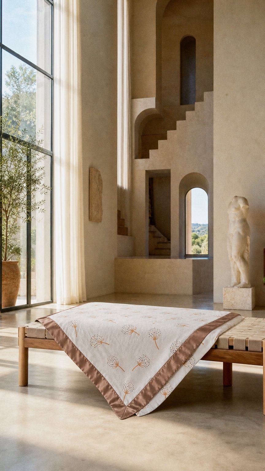 AI product shot of Dandelion Satin Edge Muslin Comforter | 2-Pack | Mocha Satin