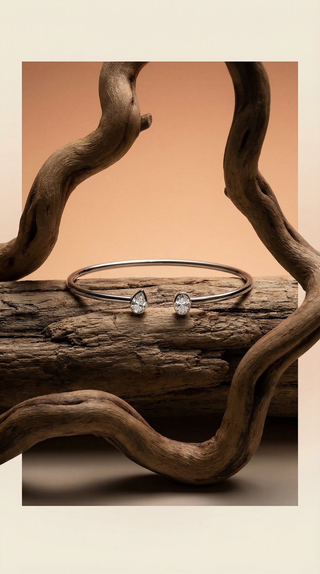 AI product shot of Ellie Bezel Pear Oval Flexible Cuff Bracelet