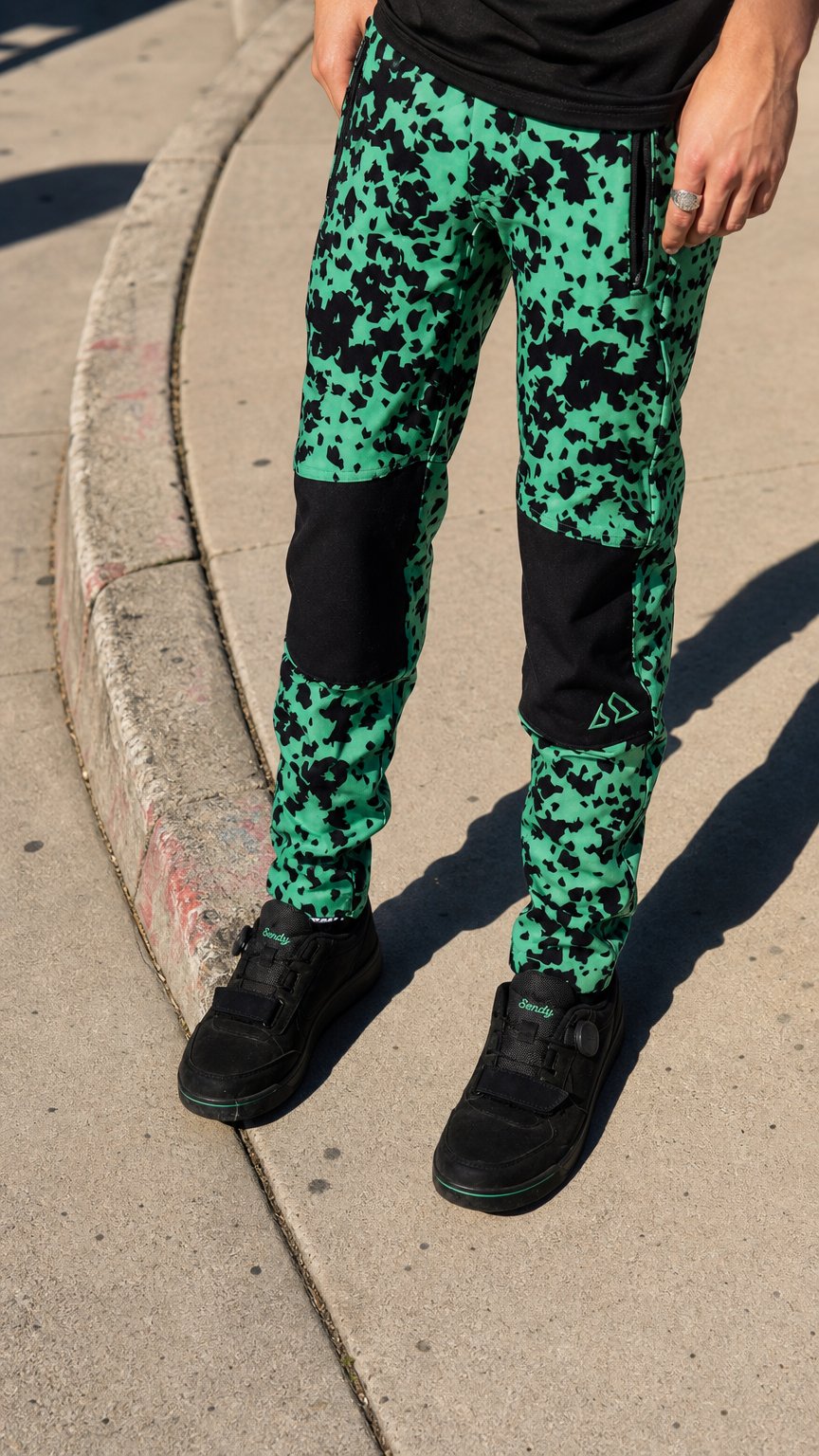 AI product shot of Send It Adults MTB Pants | Kiwi Crush