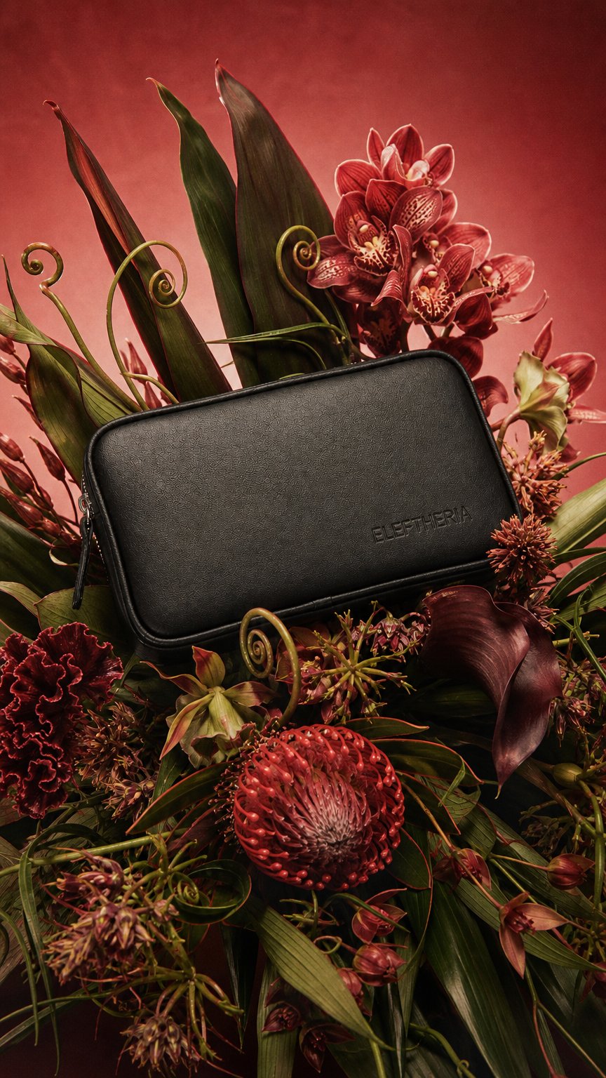 AI product shot of Handheld Bag in Black Leather- No1