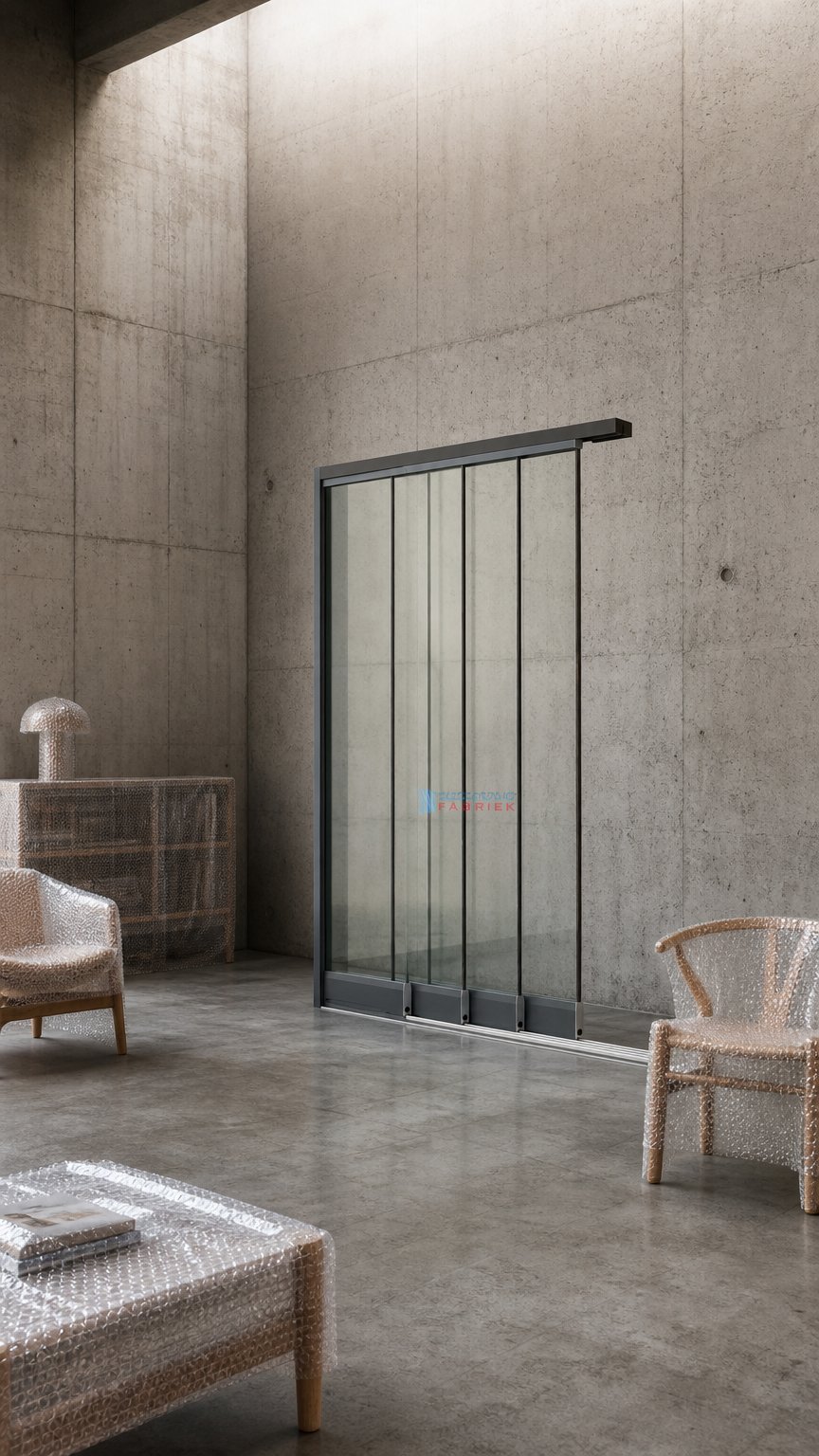 AI product shot of Glazen Schuifwanden Helder Glas