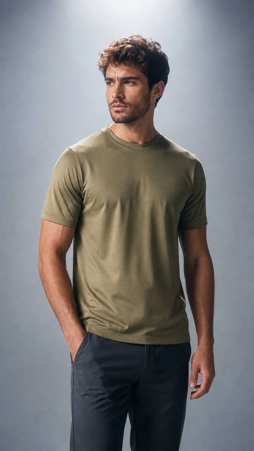 AI product shot of T-SHIRT OLIVE MIST