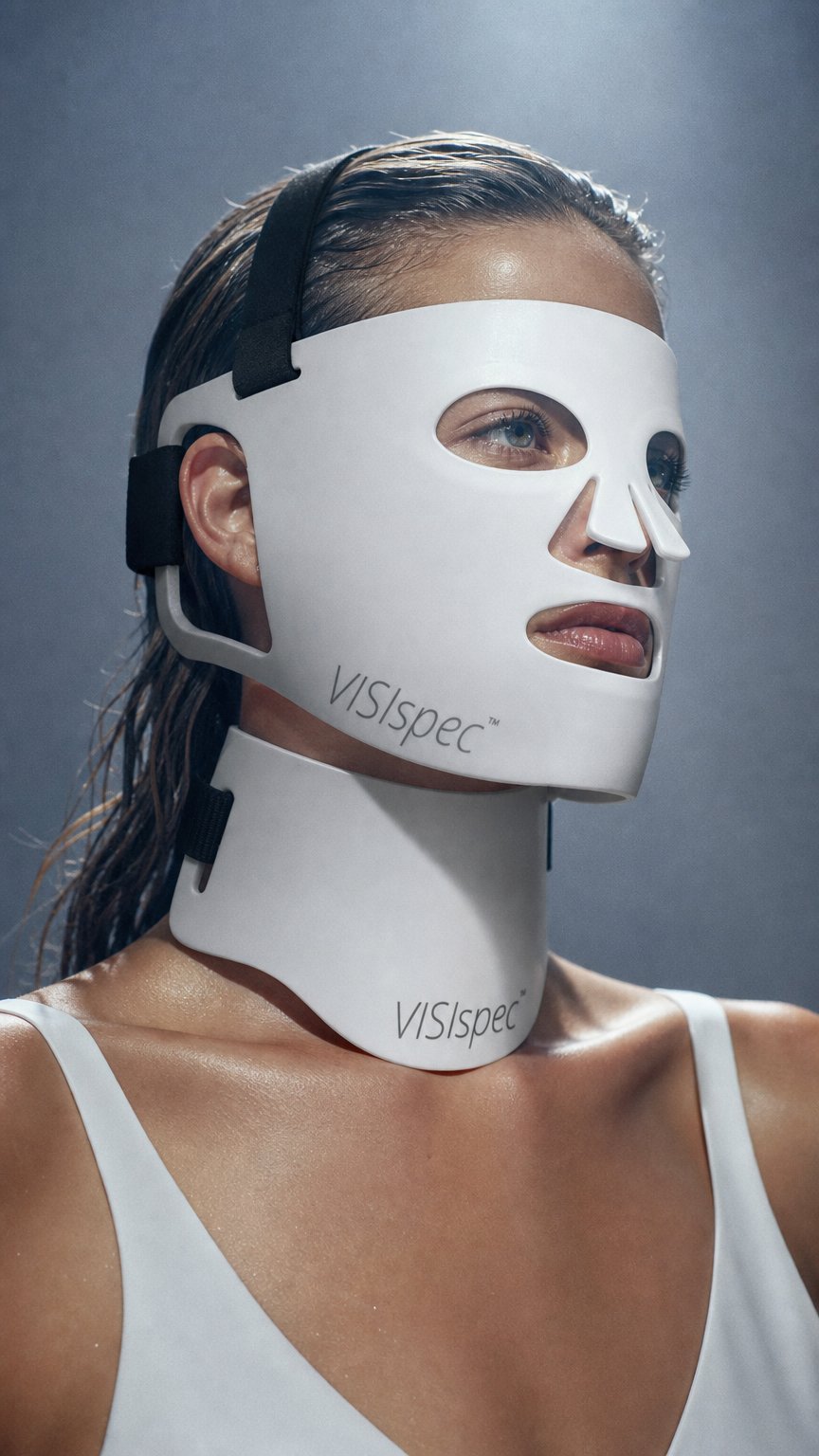 AI product shot of LED Light Therapy Silicone Face and Neck Mask SET (4 Colors)