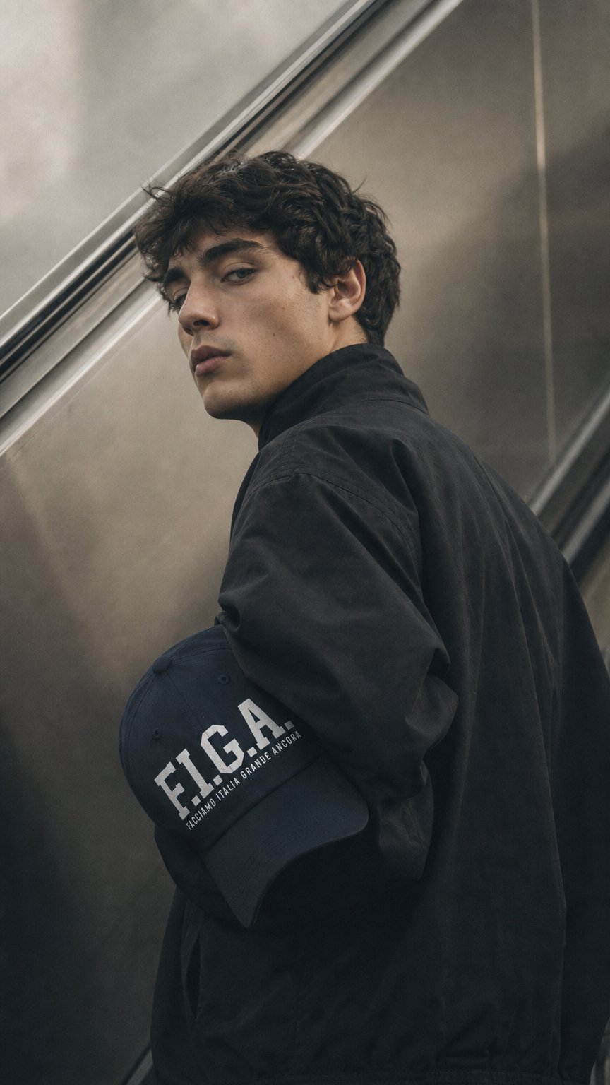 AI product shot of Cappello con visiera e stampa