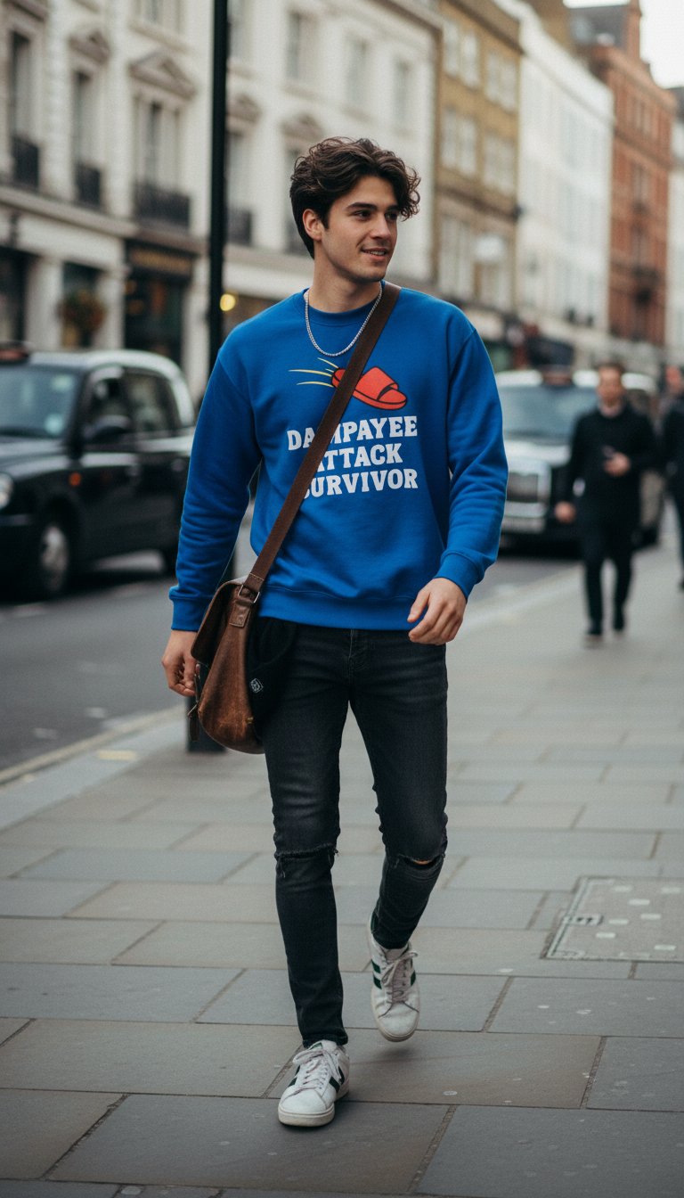AI product shot of Dampayee Attack Survivor Sweatshirt