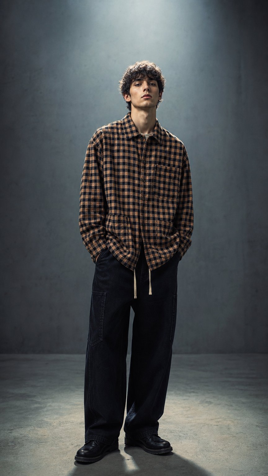 AI product shot of PLAID COMFY SHIRT