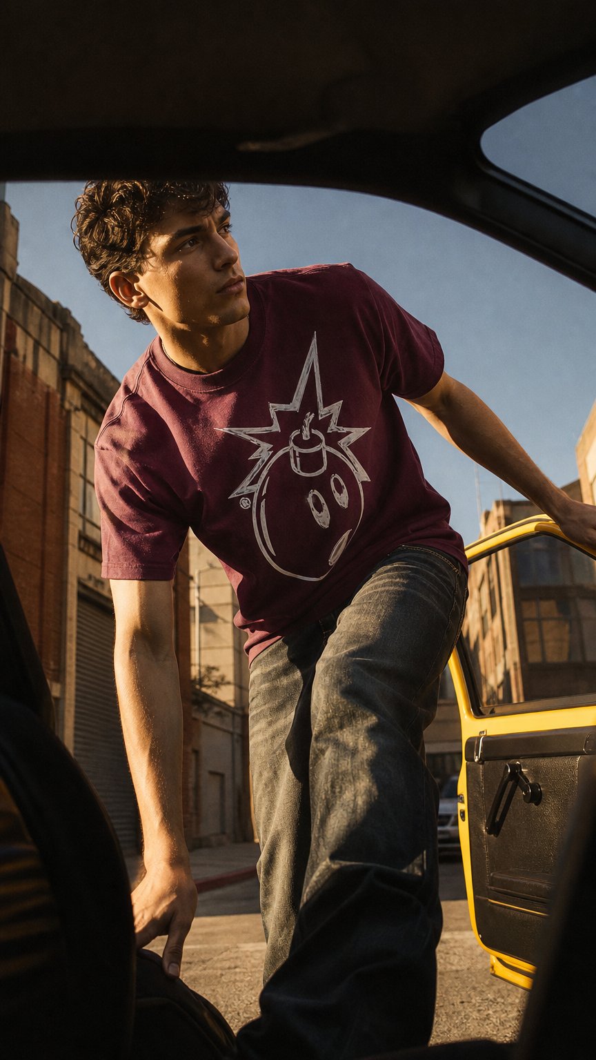 AI product shot of The Hundreds Chrome Adam T-Shirt Burgundy