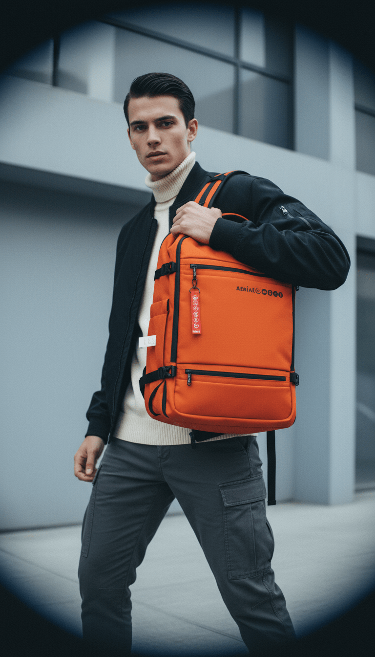 AI product shot of Sac à dos cabine : AERIAL 55x35x20 cm