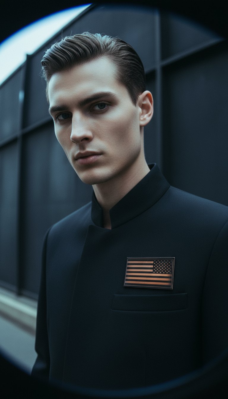 AI product shot of American Made Leather Flag Patch (Right Facing)