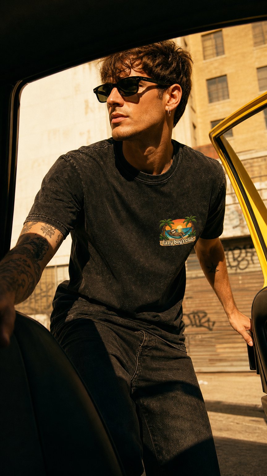 AI product shot of Lazy boy's club Snow Washed Oversized Cotton T-Shirt