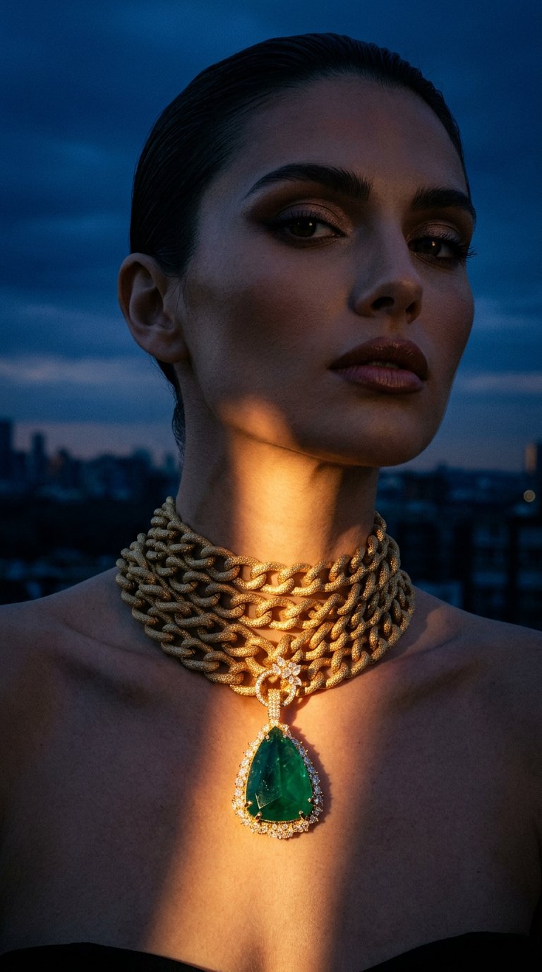 AI product shot of Roza - Statement Pendant Chain Choker