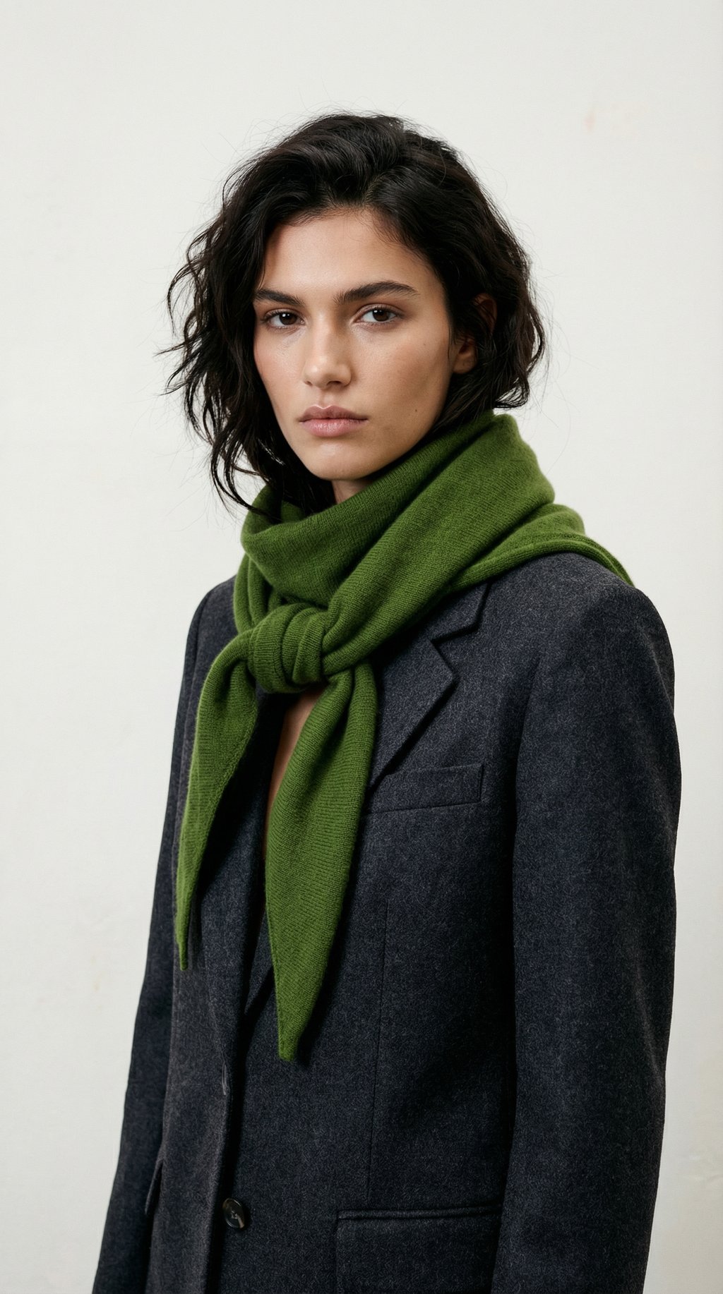 AI product shot of Green Triangle Scarf