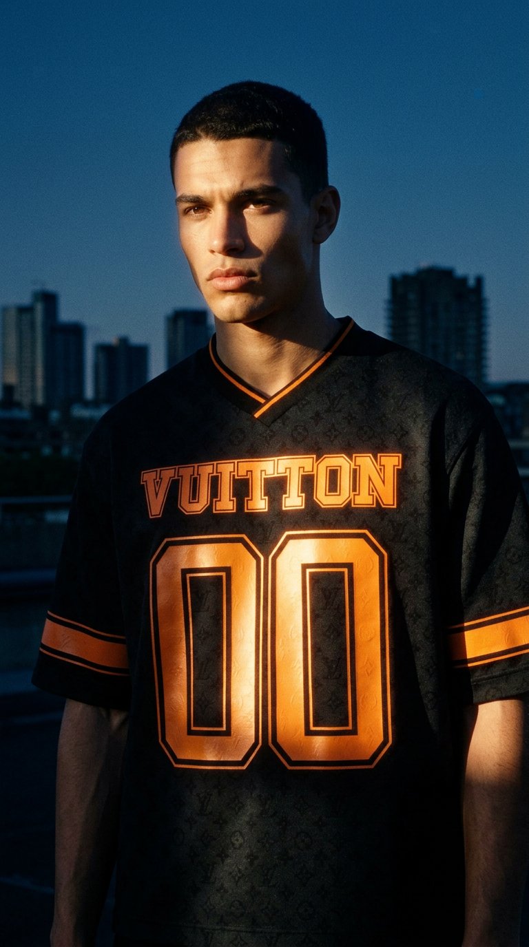 AI product shot of Monogram Football Jersey