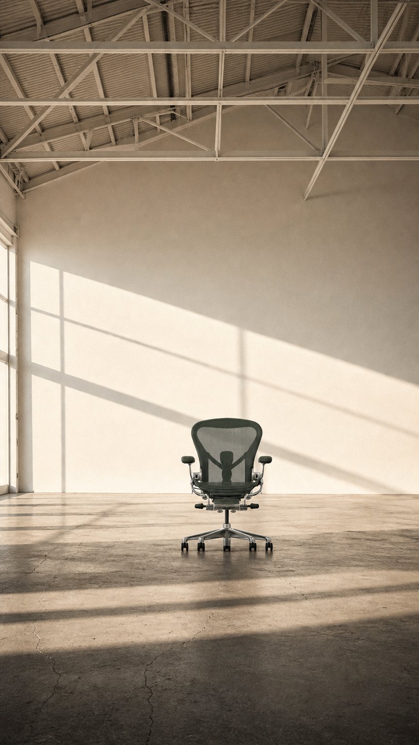 AI product shot of Herman Miller Aeron – Maat C – Jasper Gepolijst Aluminium Upgrade