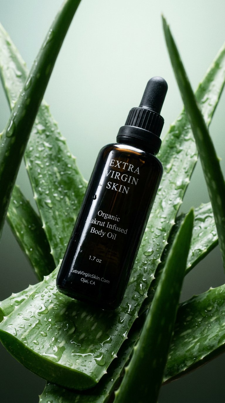 AI product shot of Organic Makrut Infused Body Oil