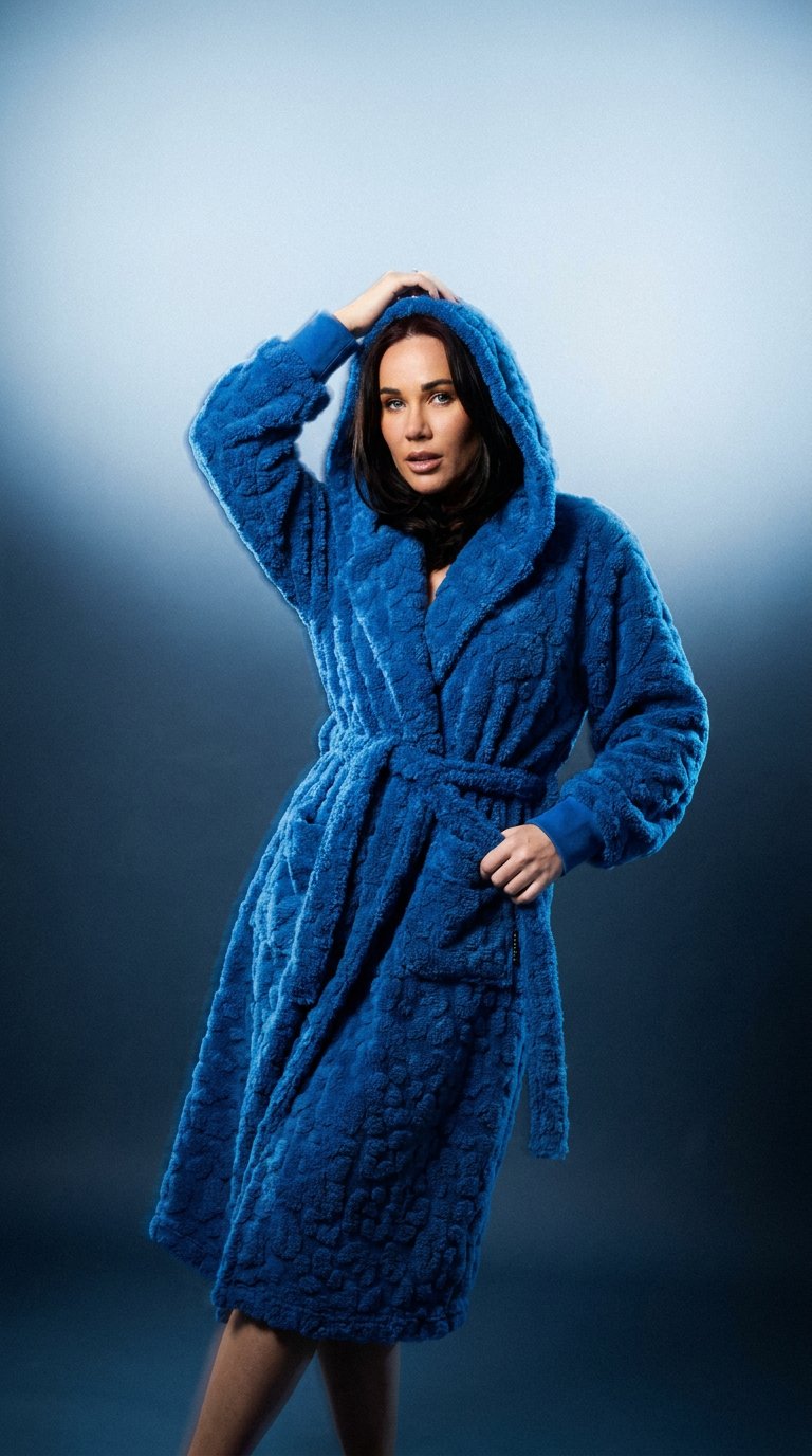 AI product shot of Leona Hooded Blue Gown