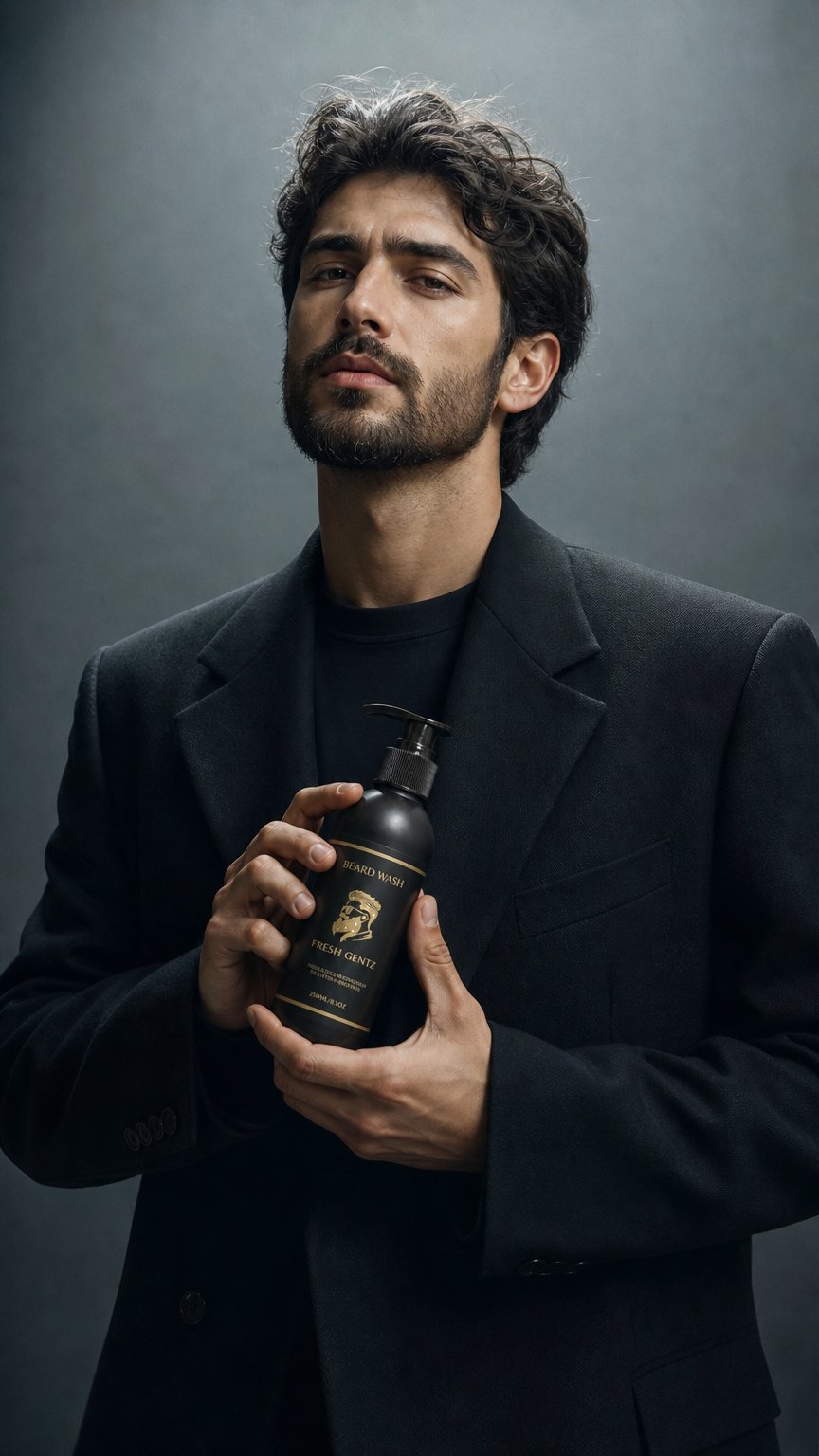 AI product shot of Beard Wash
