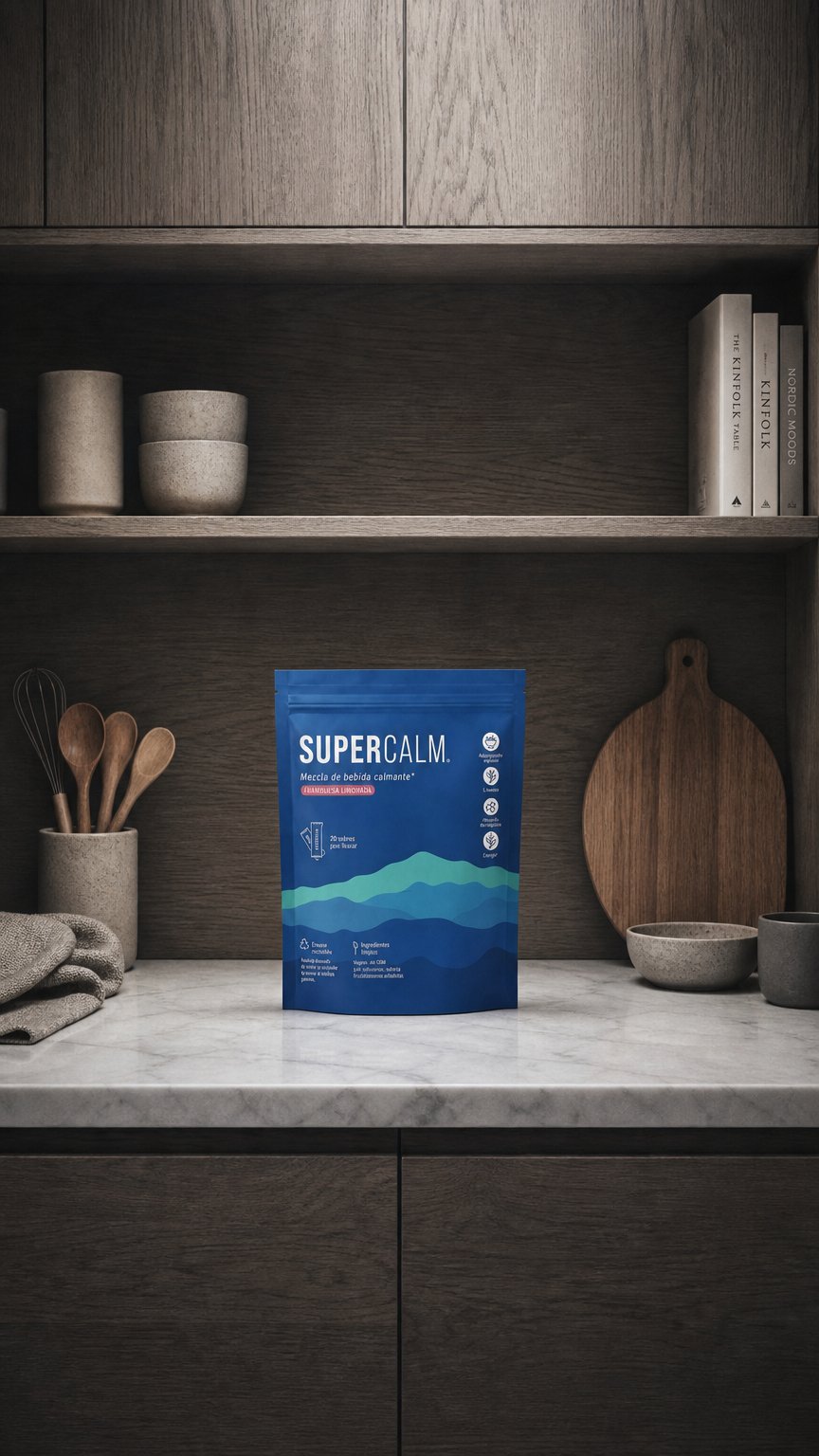 AI product shot of SuperCalm - Fórmula para el equilibrio del cortisol femenino