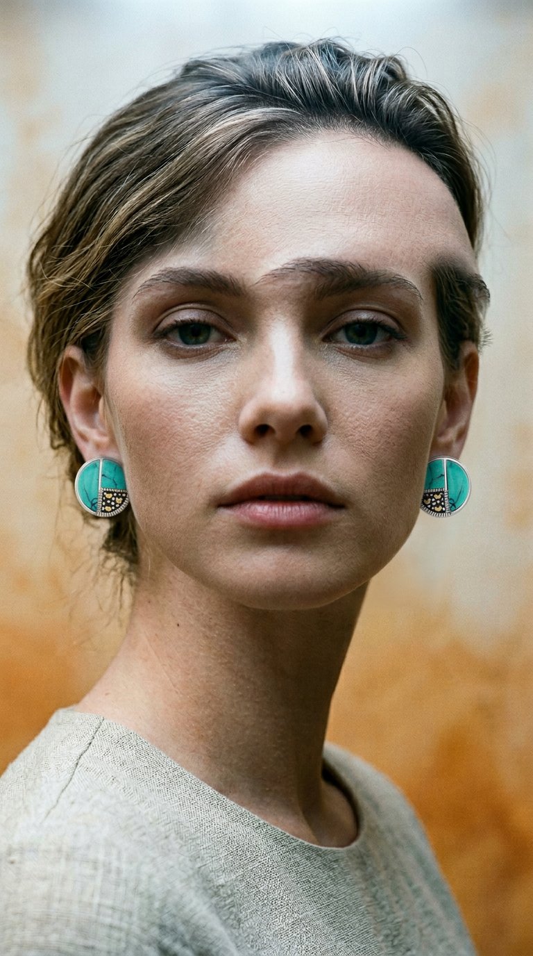 AI product shot of Gorgeous Turquoise Round Stud Earrings
