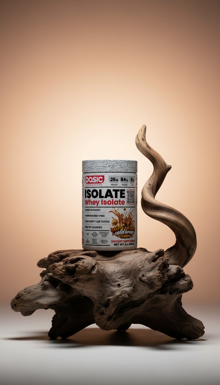 AI product shot of Basic Whey Isolate - Salted Caramel Cold Brew