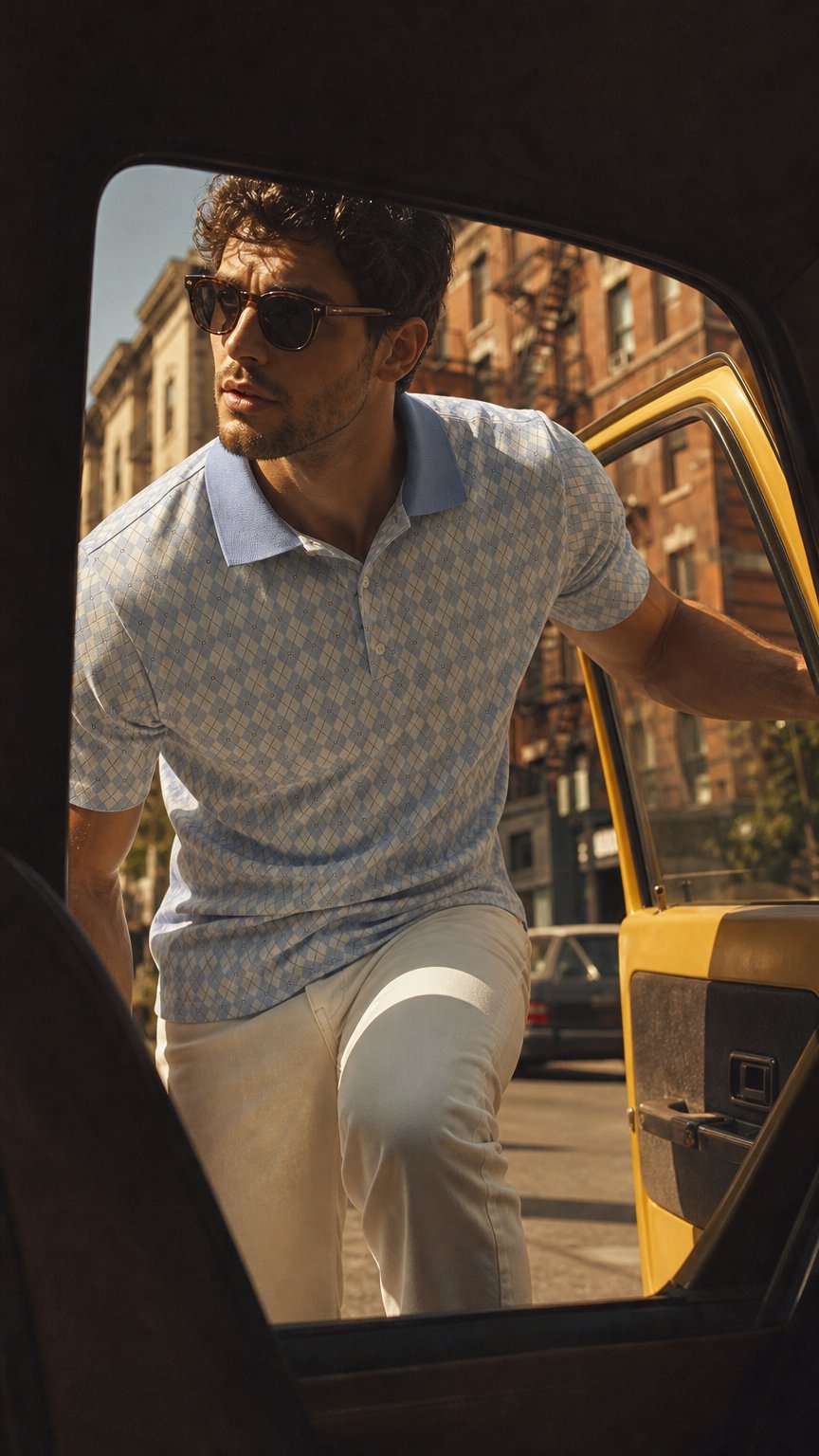 AI product shot of Blue Diamond Polo