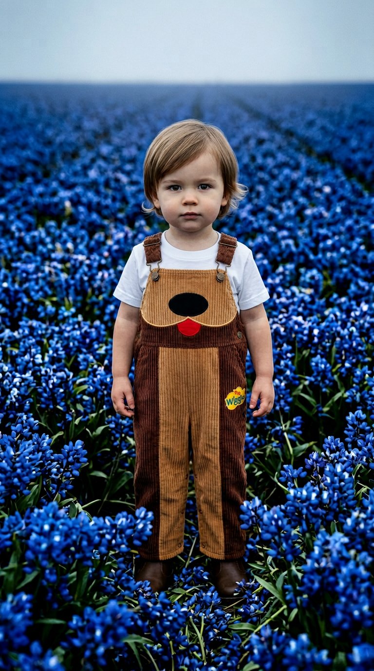 AI product shot of The Wiggles Wags Austin Overall