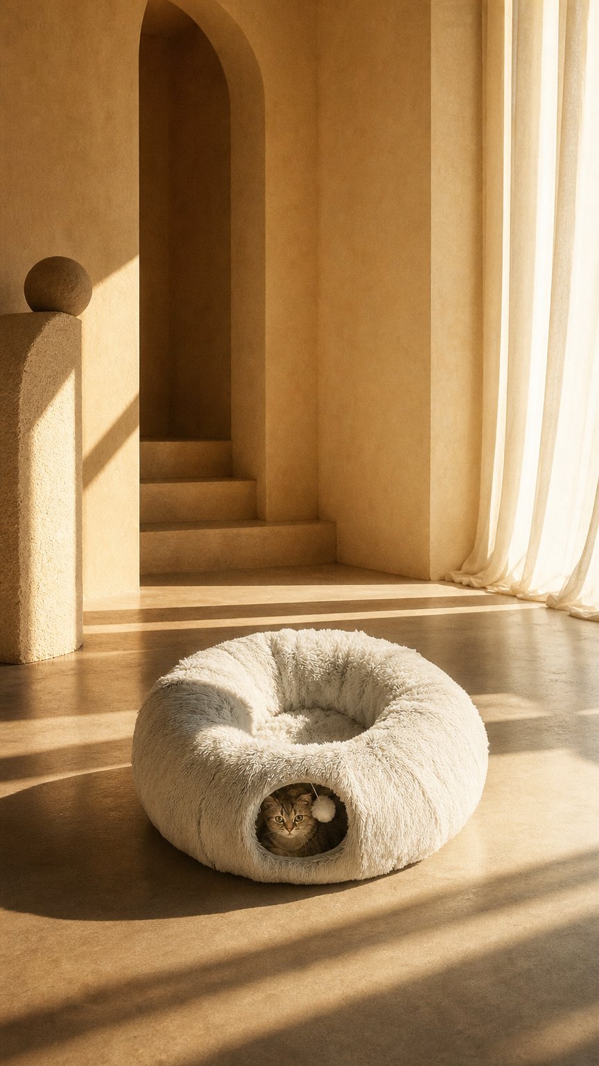 AI product shot of 2 In 1 Round Tunnel Cat Beds