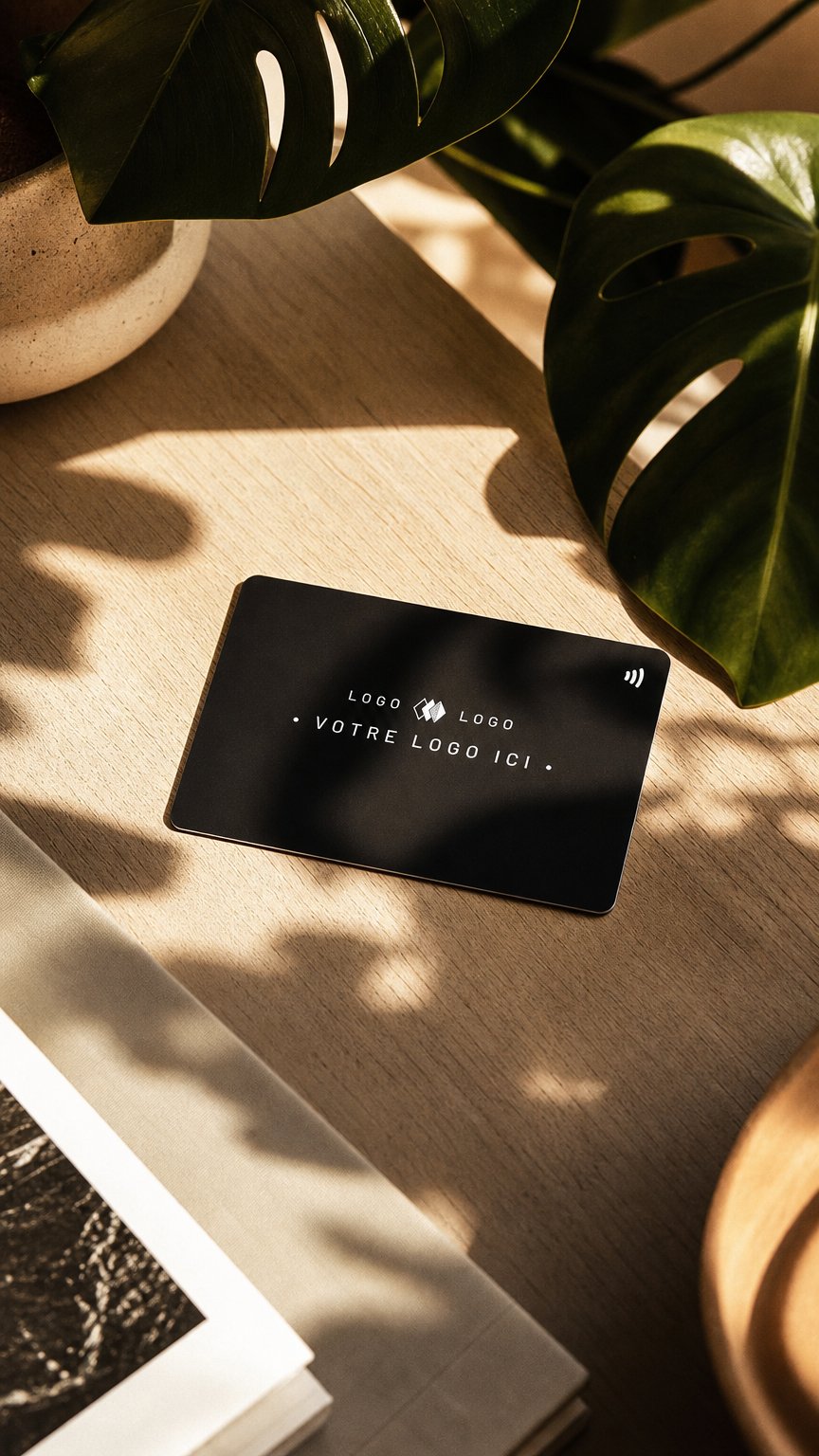 AI product shot of Carte de visite NFC en métal Custom