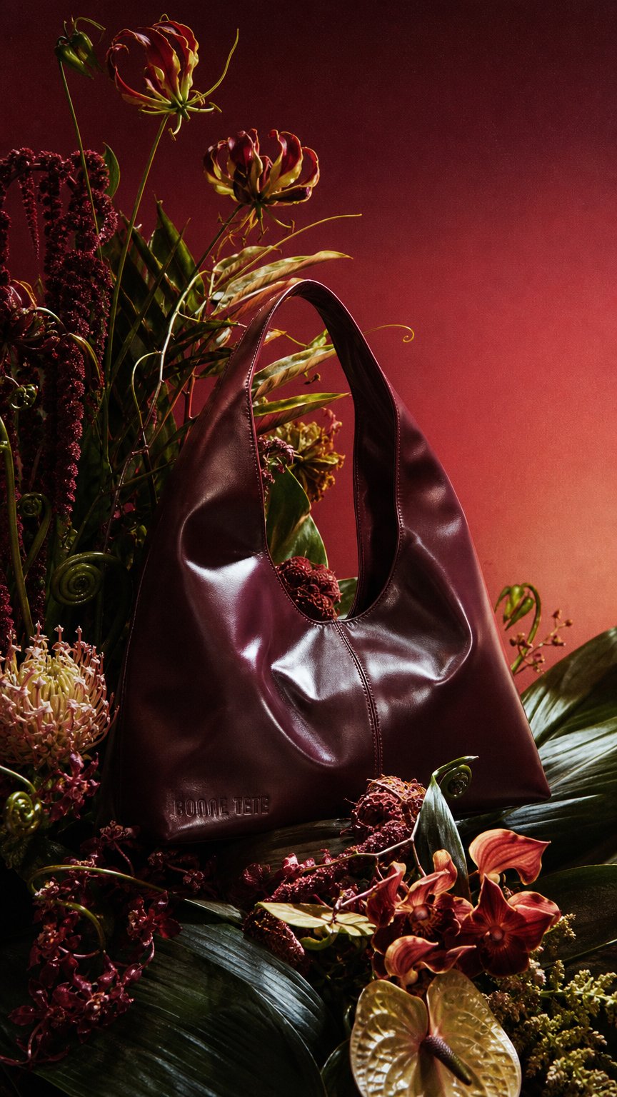 AI product shot of Leather Porter Bag - CHERRY