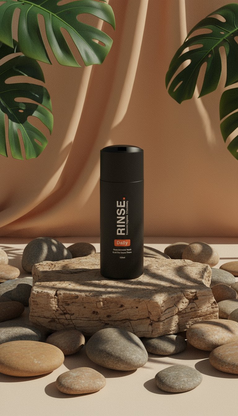 AI product shot of RINSE Daily Men’s Intimate Wash