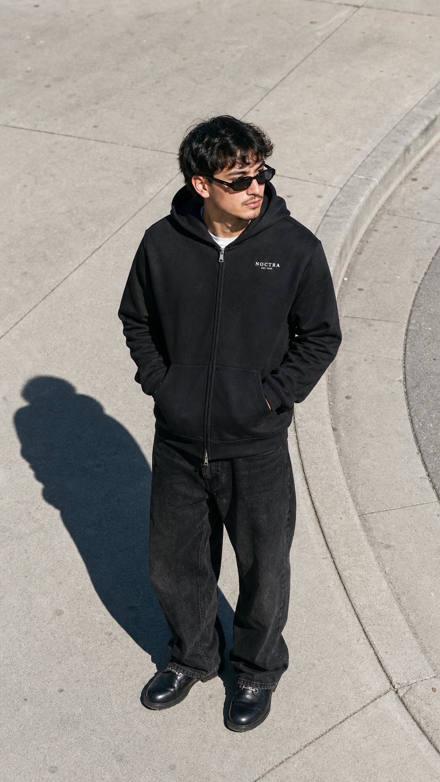 AI product shot of NOCTRA Heavyweight Pocket Hoodie