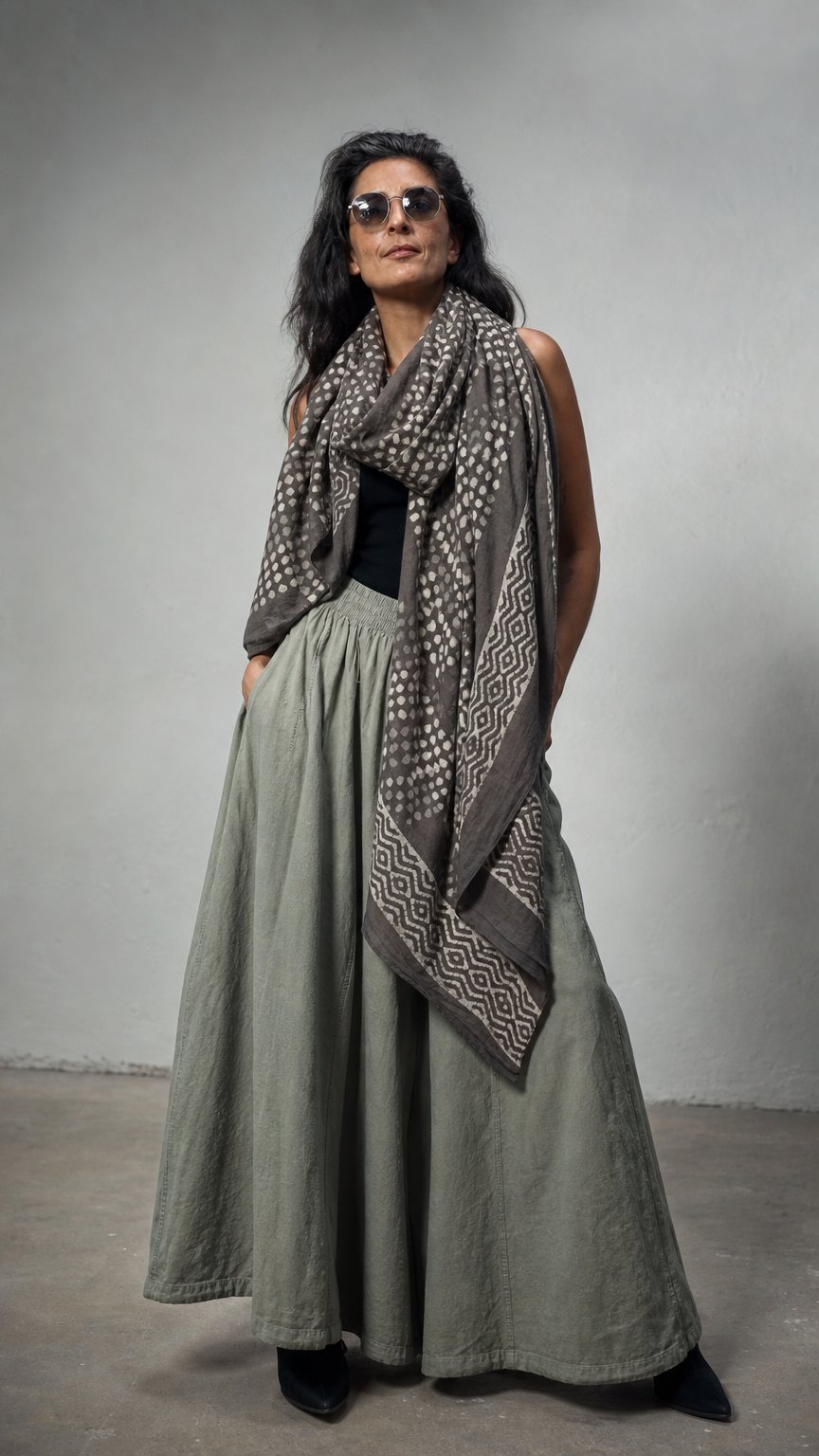 AI product shot of Indian Cotton Scarf XVI