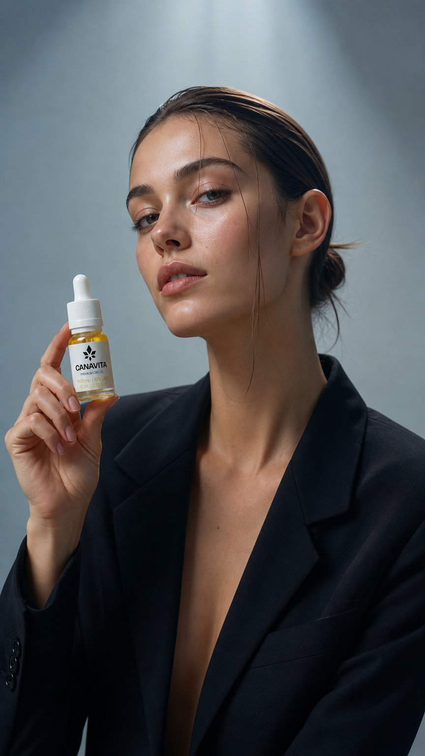 AI product shot of 2 FOR 1 Dansk CBD olie med økologisk kamille