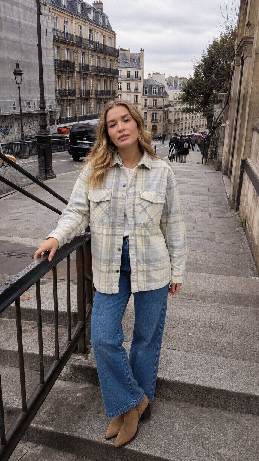 AI product shot of Dixie Check Shirt Navy Check