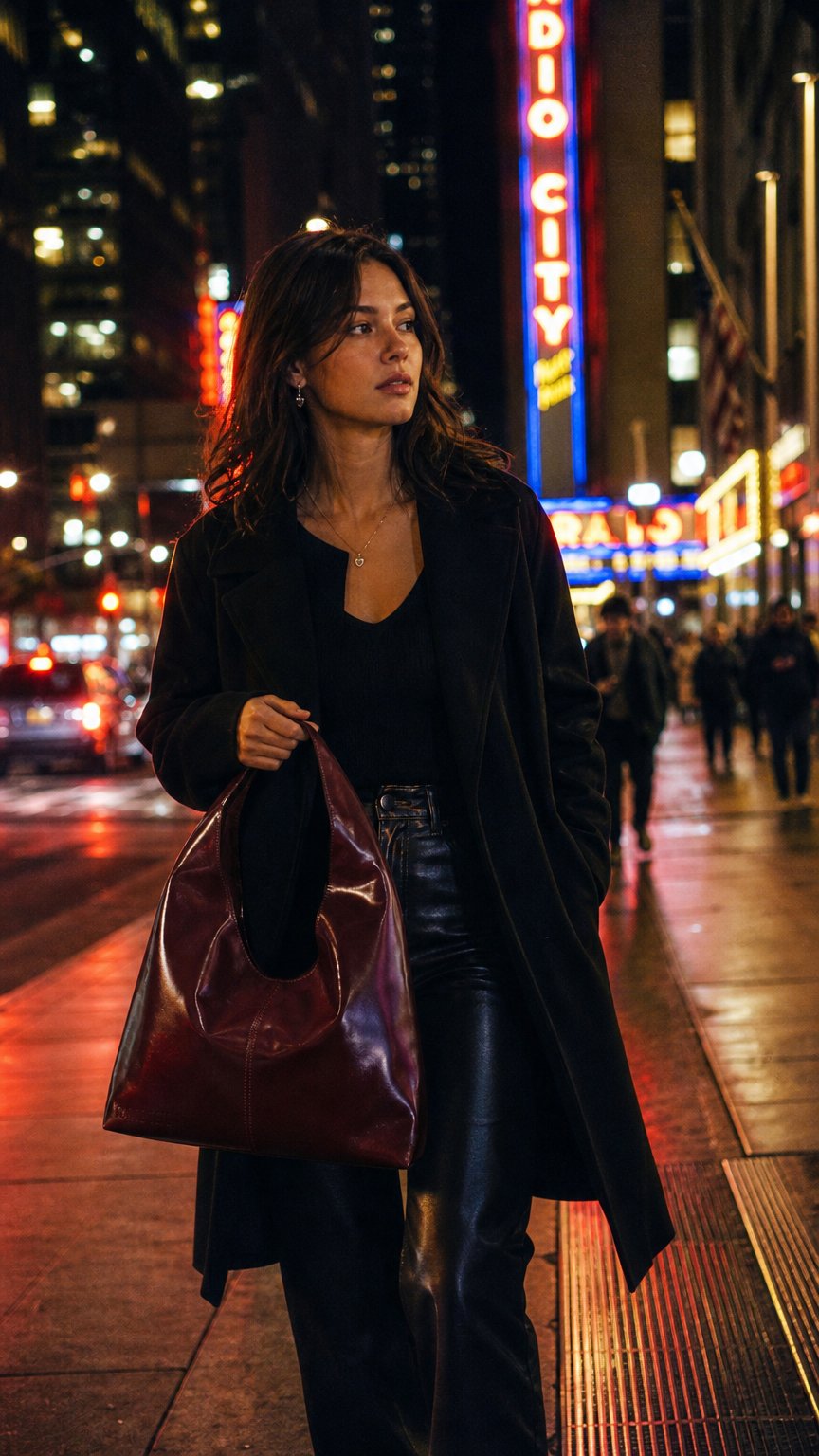 AI product shot of Leather Porter Bag - CHERRY