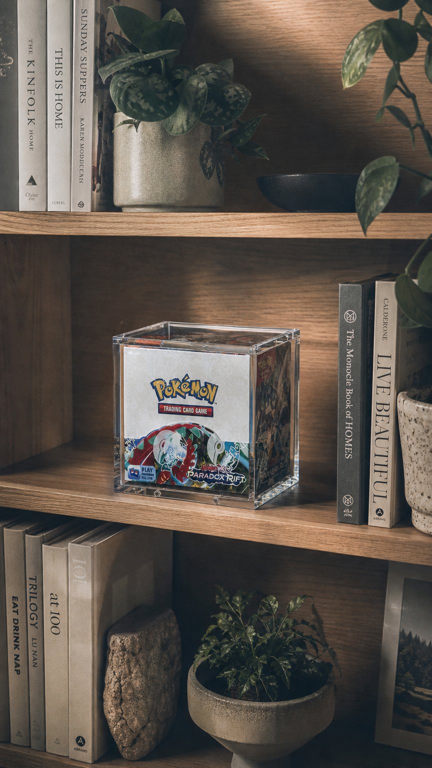 AI product shot of Pokemon (Modern) Booster Box Display Case – SM | SWSH | SV | Mega – Titan