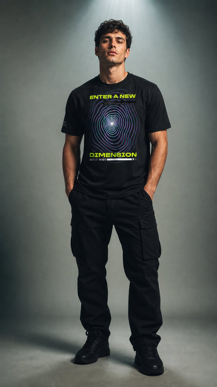 AI product shot of New Dimension T-Shirt