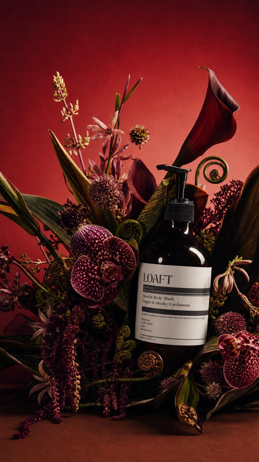 AI product shot of LOAFT Hand & Body Wash, Ginger & Smoky Cardamom