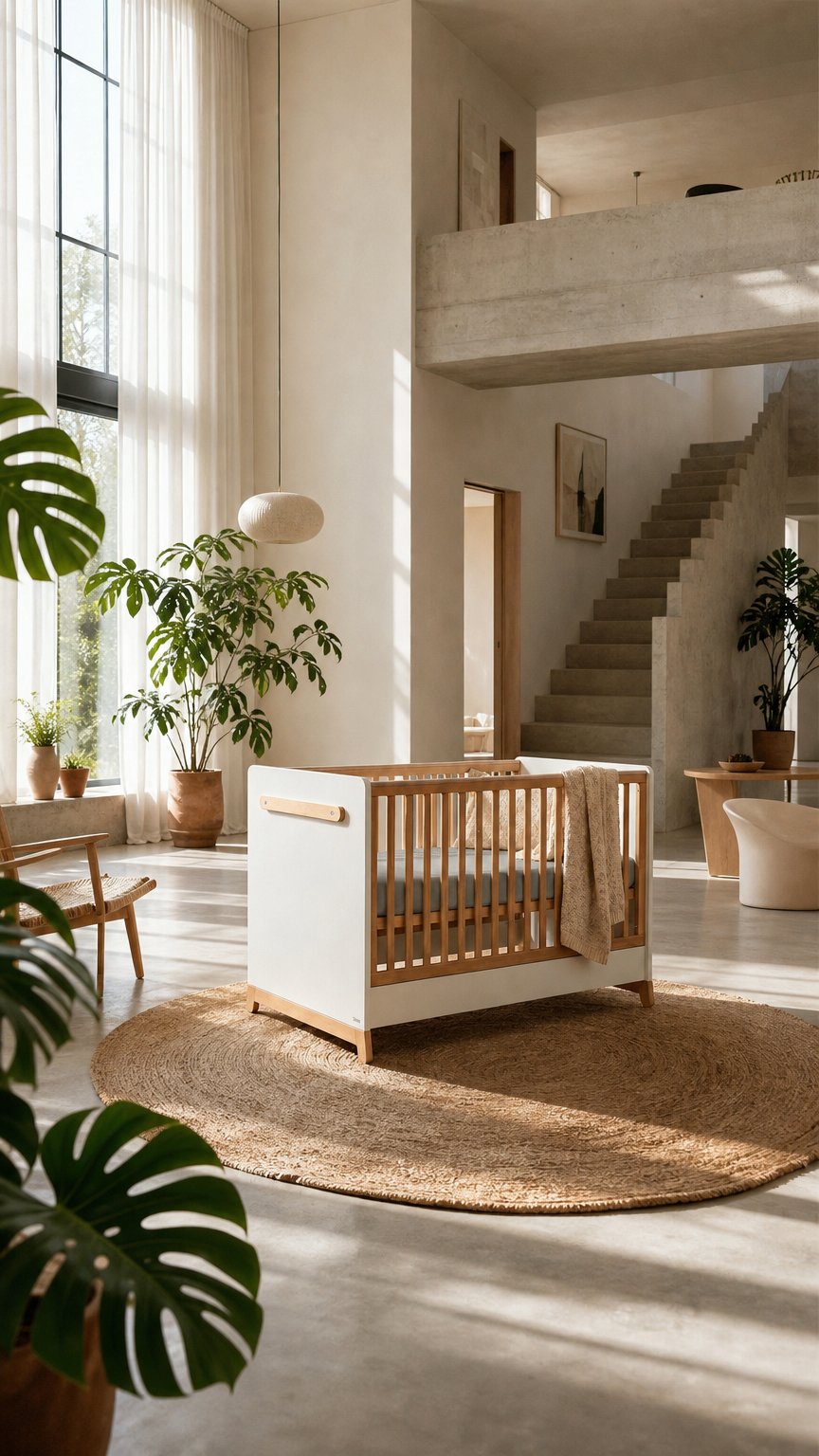 AI product shot of Casababy Palmer White Convertible Bed