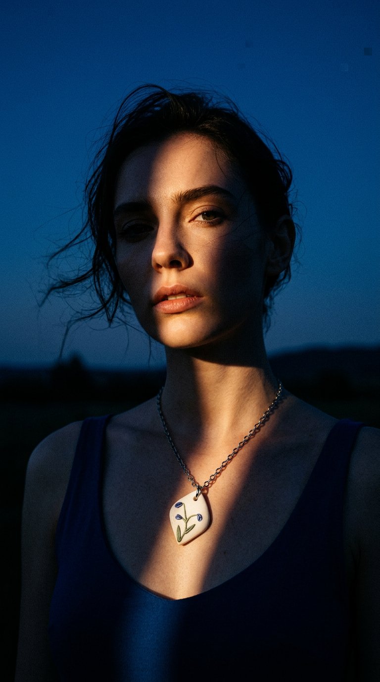 AI product shot of Bluebell Necklace