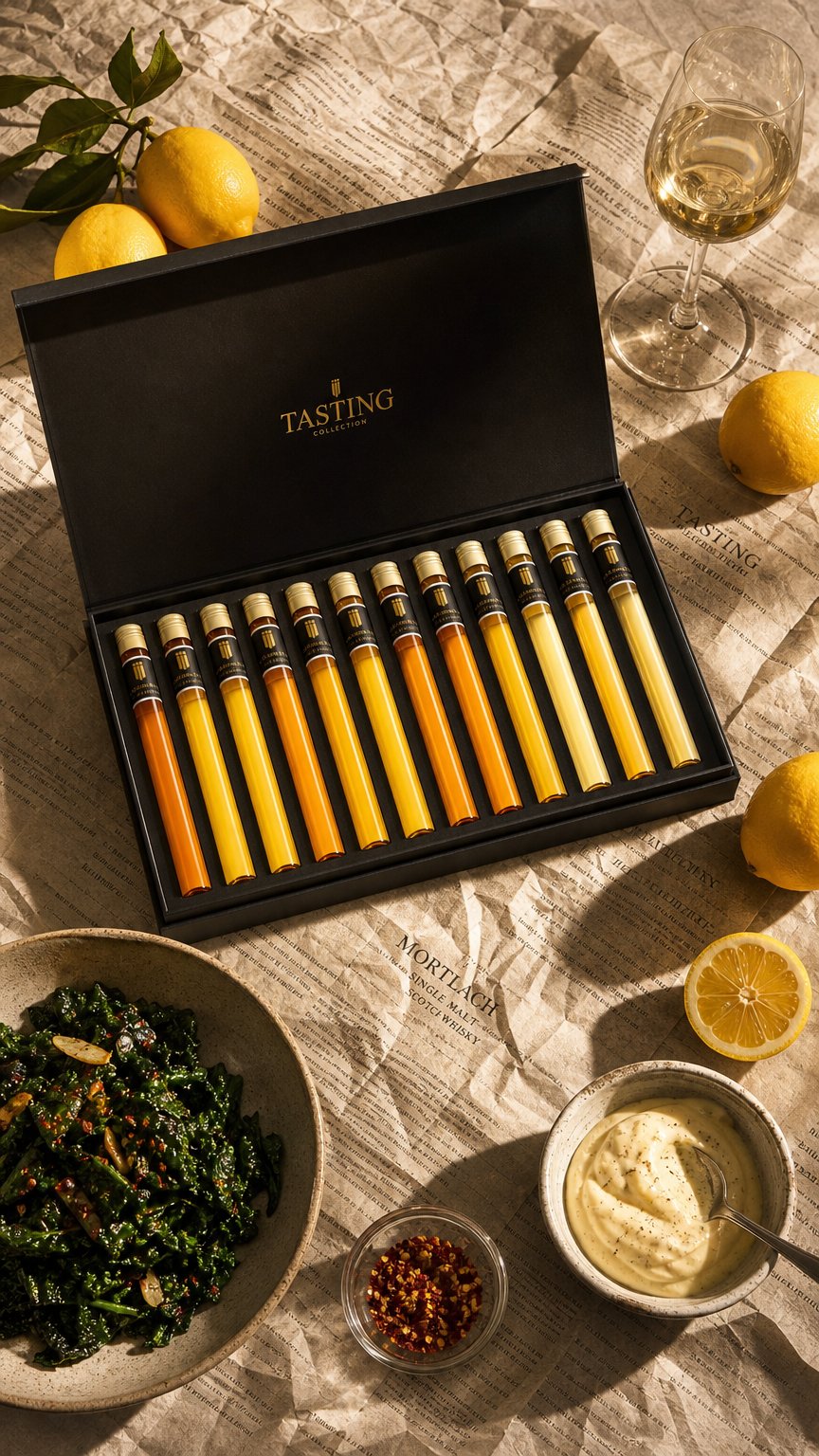 AI product shot of Whisky Proeverij 12 tubes in Luxe Cadeau Box