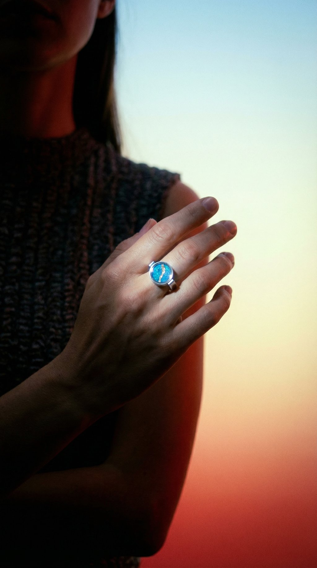AI product shot of Whispers of Gold: A Kintsugi Unisex Ring