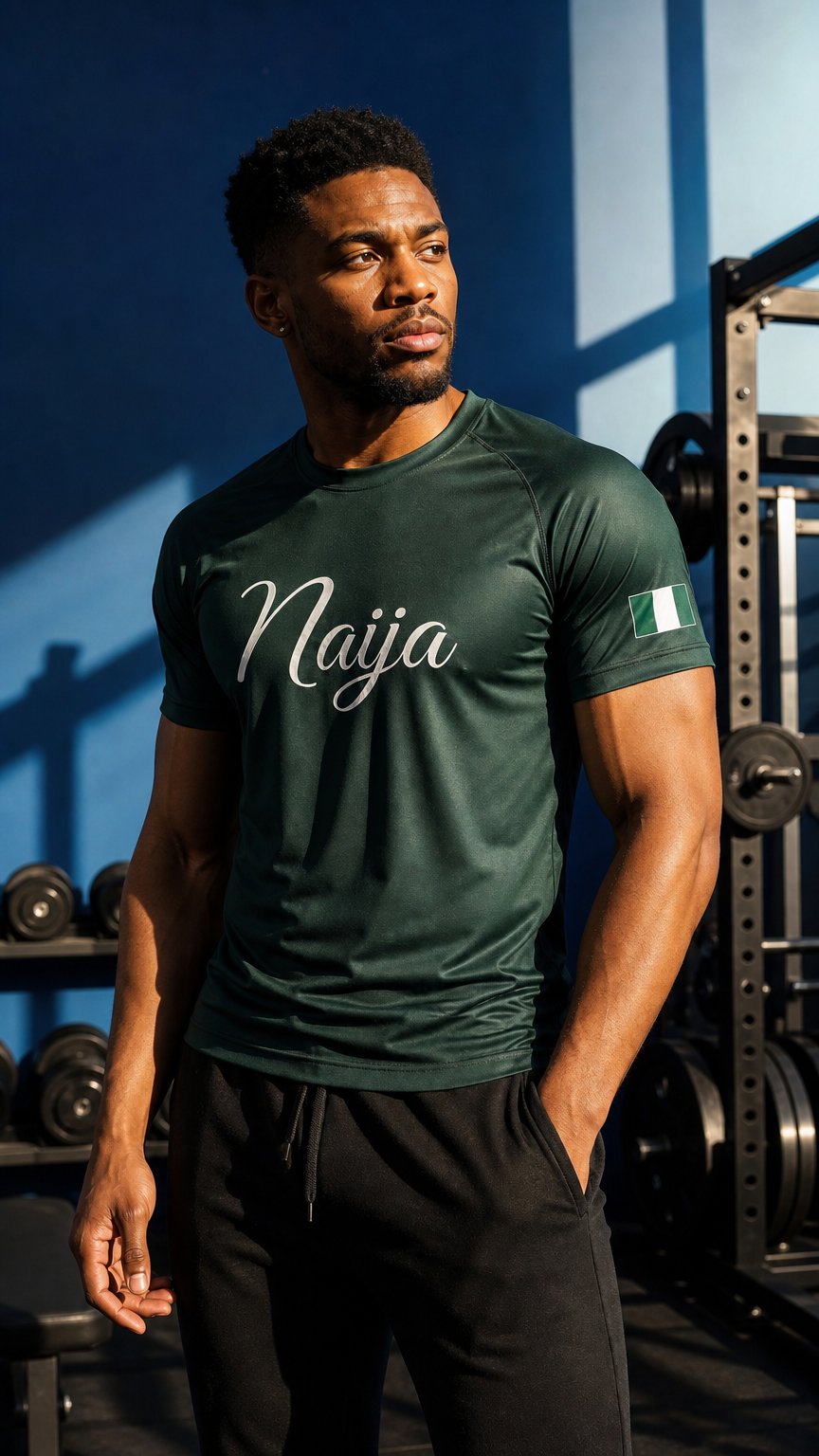 AI product shot of Nigeria Rashguard – KYN Fightwear (MMA / BJJ)