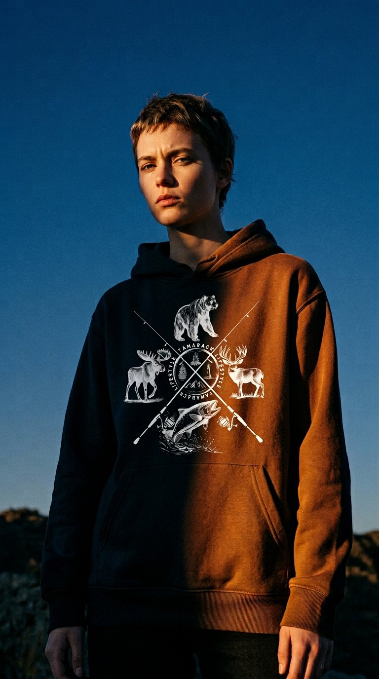 AI product shot of Tamarack Bullseye Comfort Hoodie